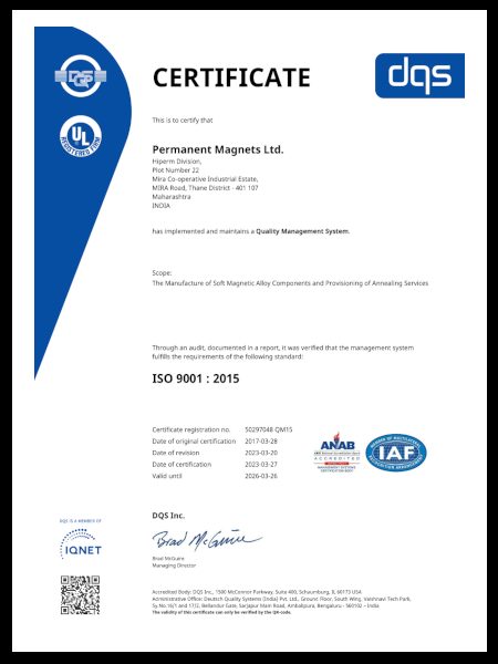 QMS Certificate — ISO 9001:2015