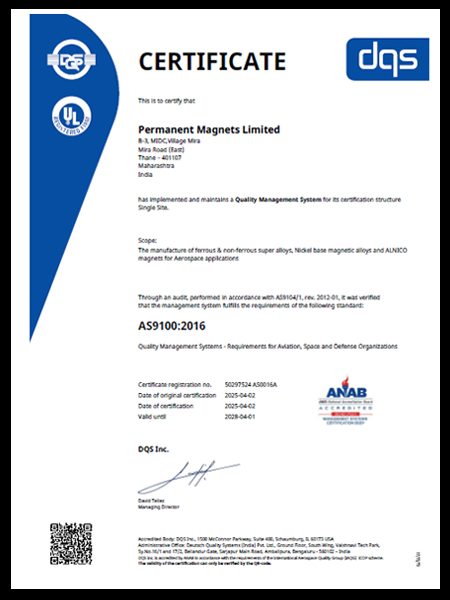 AS Certificate — AS 9100:2016
