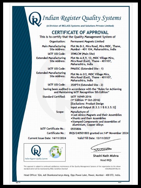 IATF Certificate — IATF 16949:2016