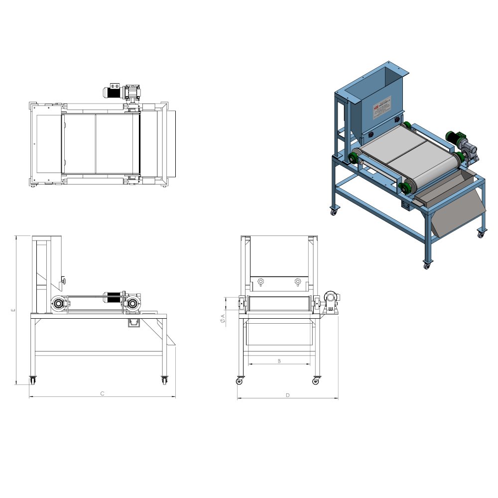 Single stage magnetic roller separator system drawing